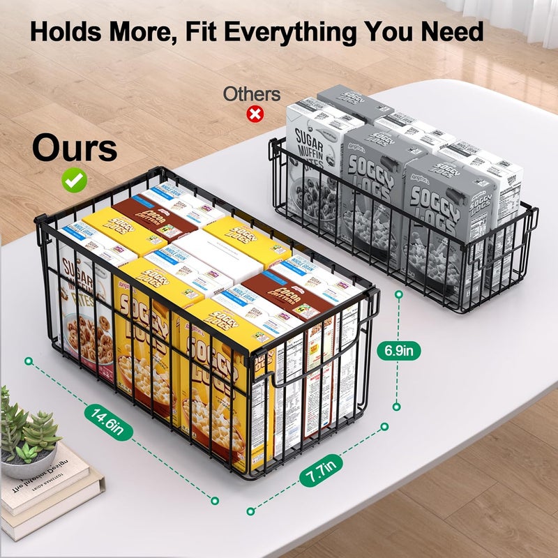 MSERCUOR Freezer Organizer Bins, 6 Pack Stackable Deep Chest Freezer Organizer Bins, Foldable Baskets with Handles, Black Storage Container Baskets for 5/ 7 Cu.FT Deep Freezer Sort Frozen Meats - Image 2